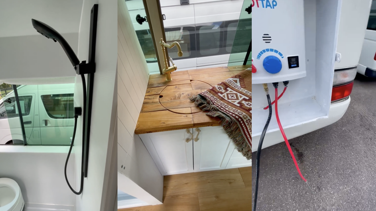 Building a shower in a Toyota Coaster Bus