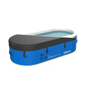 An image of an inflatable hot tub with an cover over half, showing water can be stored with it