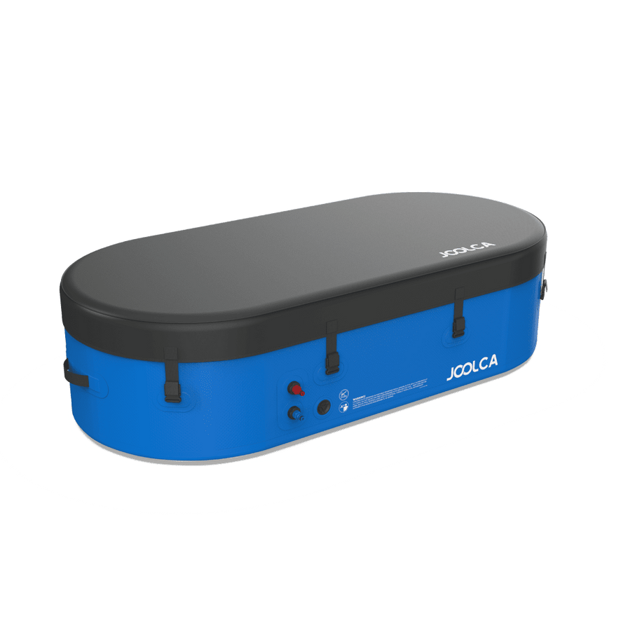 A covered inflatable hot tub with Joolca branding