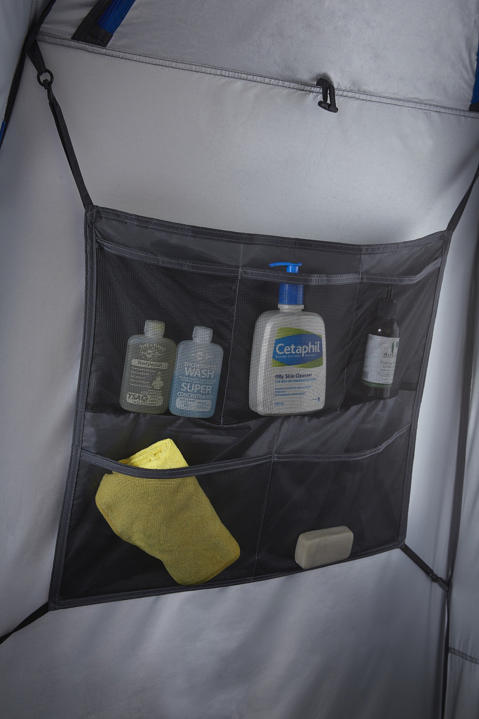 ENSUITE Double mesh storage pocket holding toiletries
