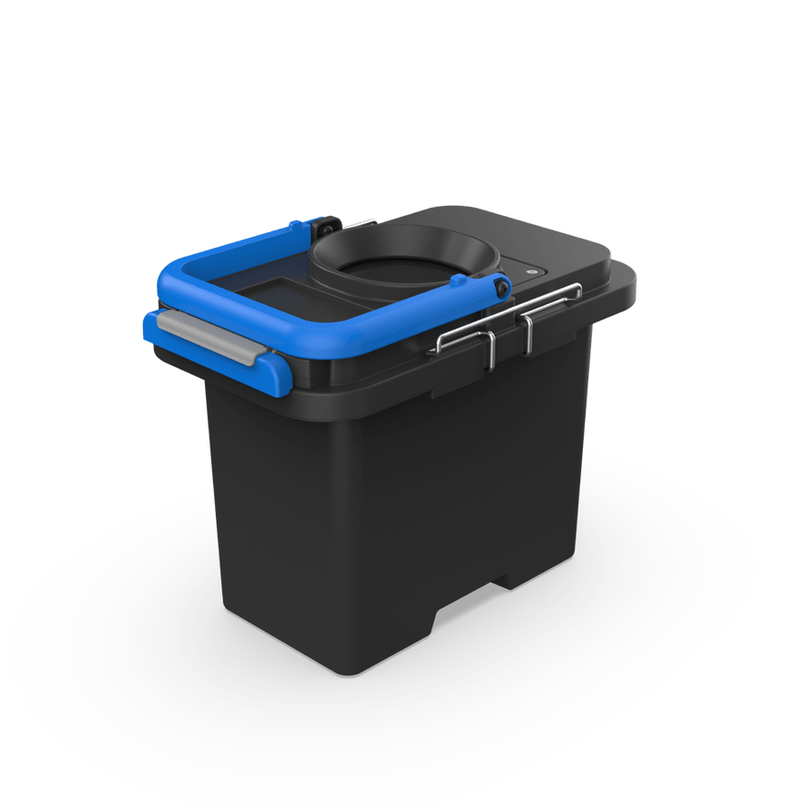A human waste casket for a portable toilet allowing for bag disposable of waste