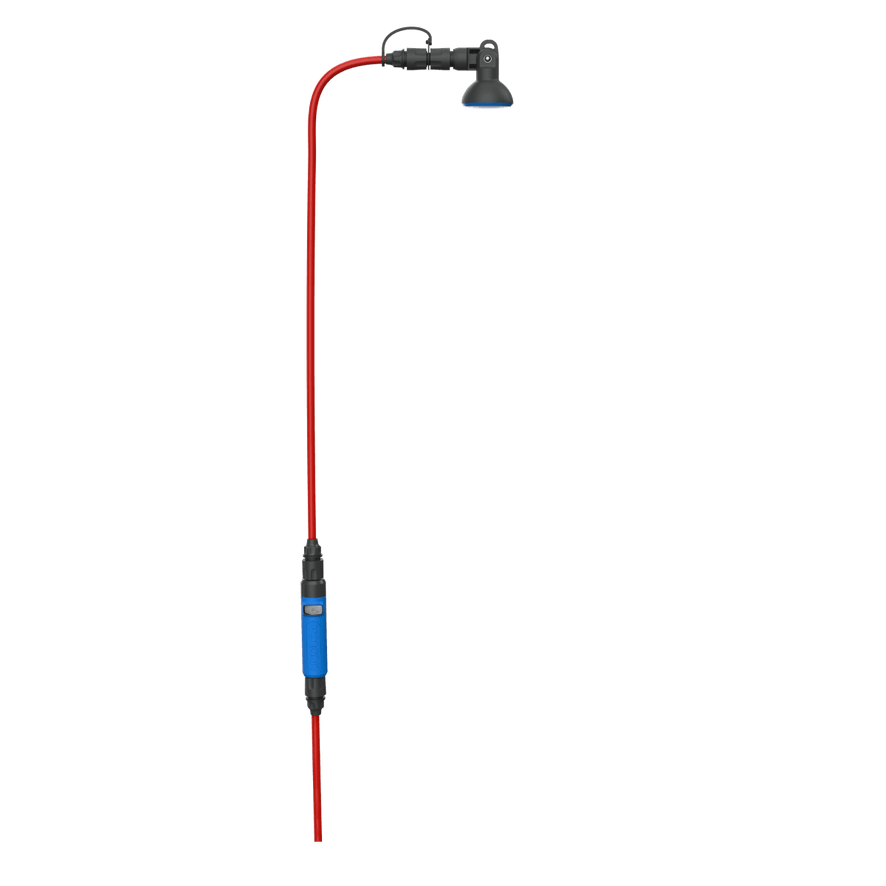 A portable shower head attached to a hose