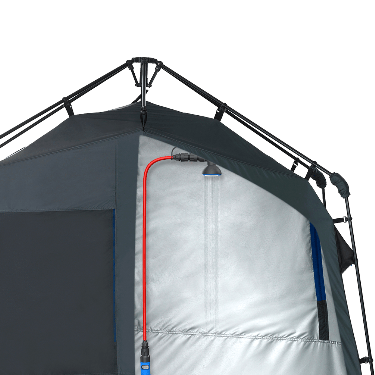 Shower tent with shower head attached