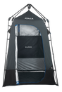 An open door portable shower tent from a front on view