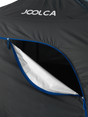 The partially opened zipper of a tent