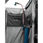 Internal view of a mounted shower tent, displaying the text