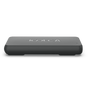 A side top view of a black Joolca branded power bank
