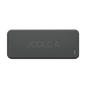 A top view of a black Joolca branded power bank