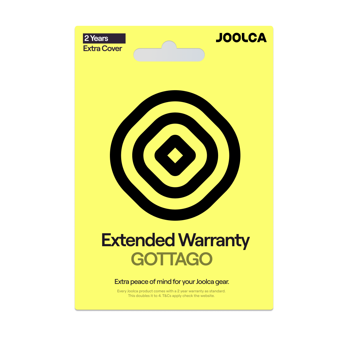 Joolca Extended Warranty card for the HOTTAP GO, 2 years of extra cover