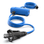 A portable water pump with a filter attached