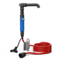 A portable faucet made out of plastic attached to a hose